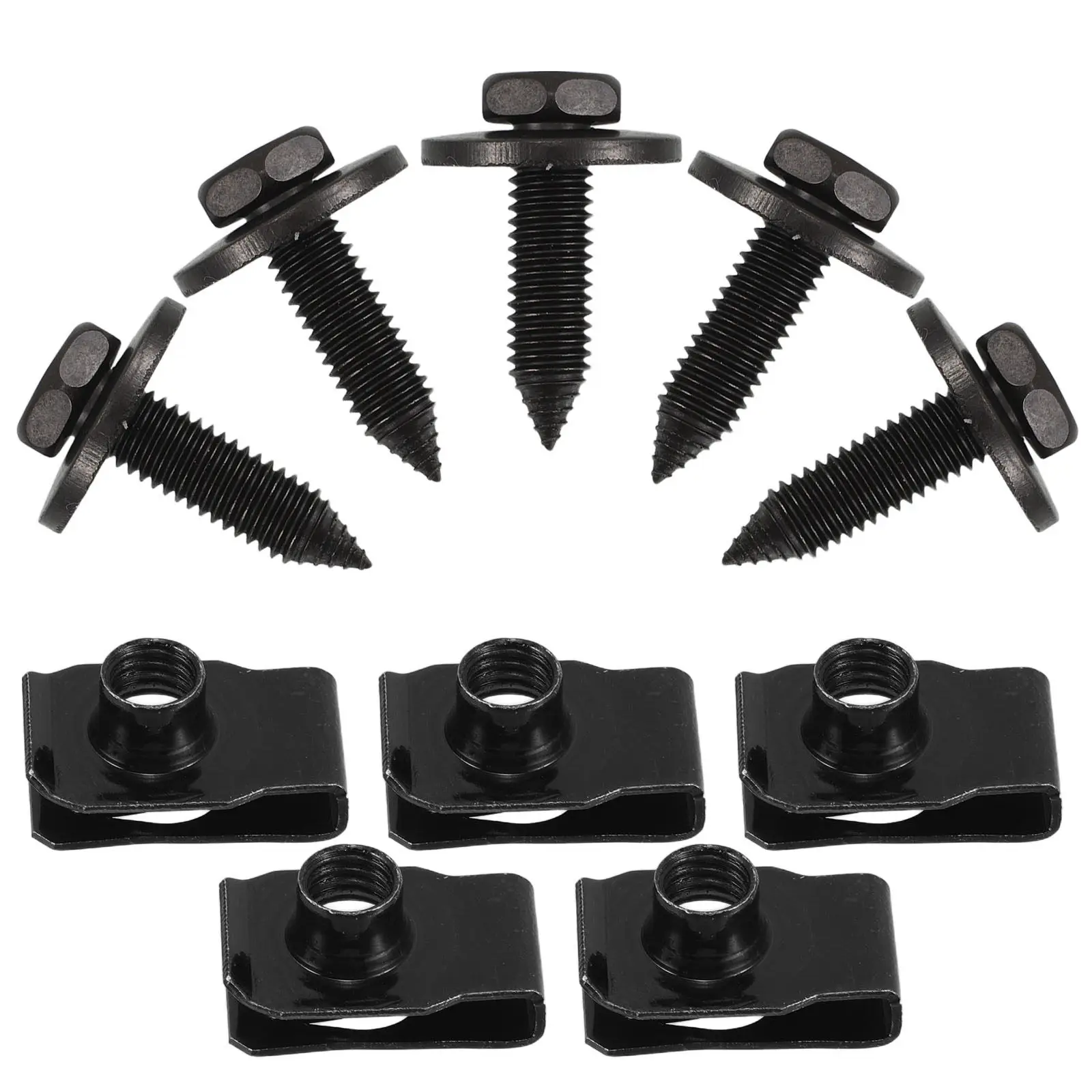 10Pcs Automotive Fasteners Car Body Bolts M8 U-Nut Clips Durable Steel Auto Parts Vehicle Mounting Dashboard Door Panel Hardware