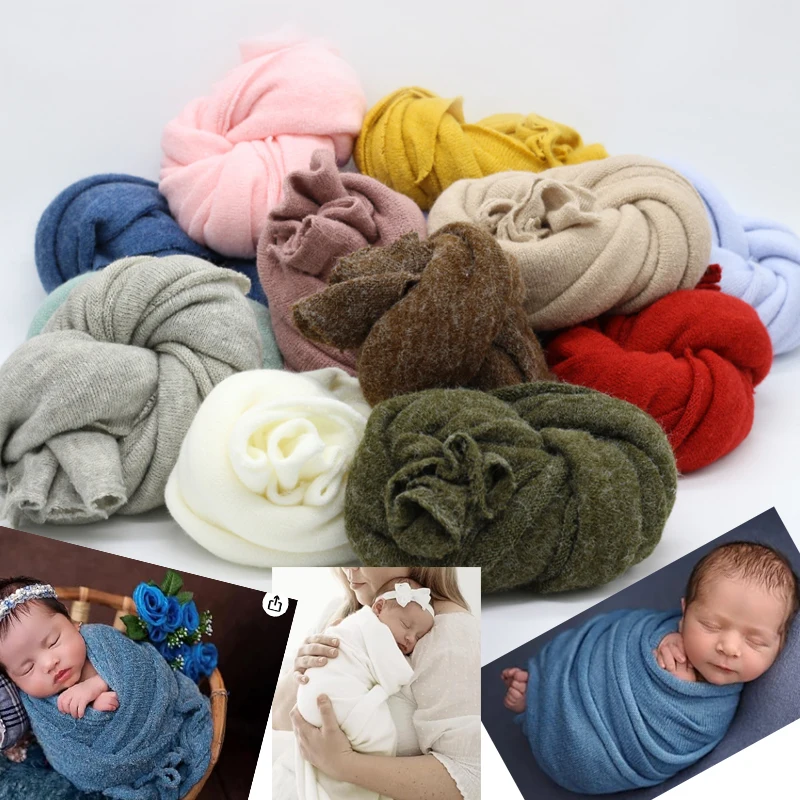 baby-swaddle-wrap-blanket-2pcs-set-for-newborn-photography-stretch-knitted-posing-blanket-soft-photo-shoot-prop-ニューボーンフォト