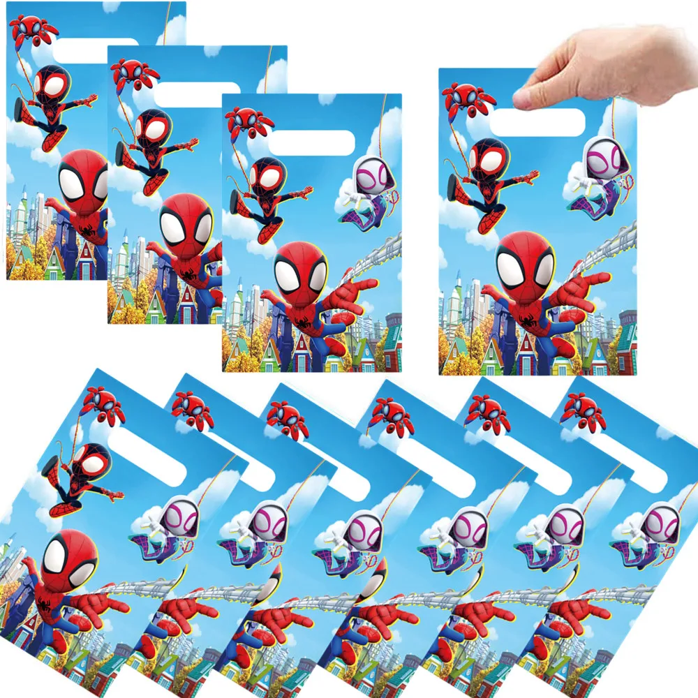 Spidey And His Amazing Friends Theme Gift Candy Bag Kids Birthday Decoration Snack Loot Package Festival Party Favor Plastic Bag