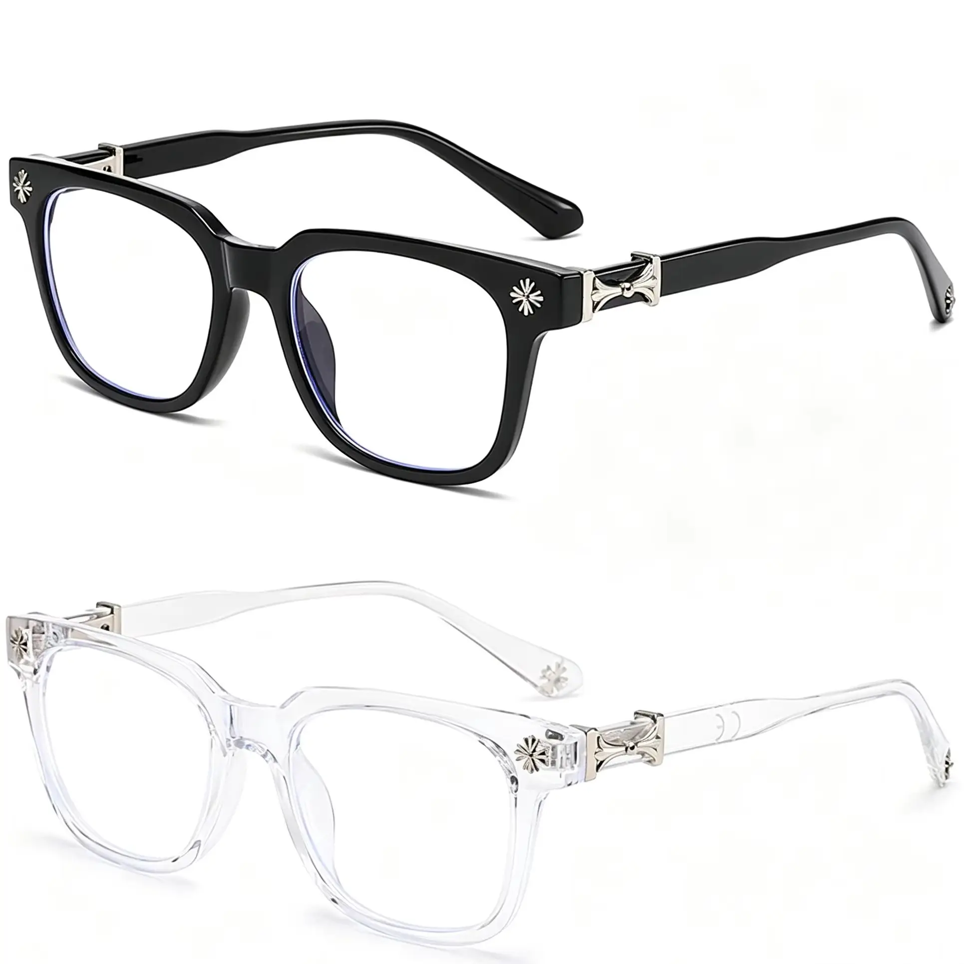 Classic 3Pcs Square Anti Blue Light Glasses For Men And Women Black & Transparent Frame Unisex Computer Wearing Women Glasses