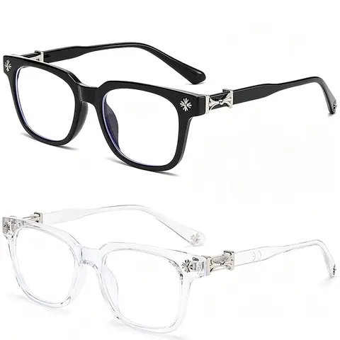 Classic 3Pcs Square Anti Blue Light Glasses For Men And Women Black & Transparent Frame Unisex Computer Wearing Women Glasses