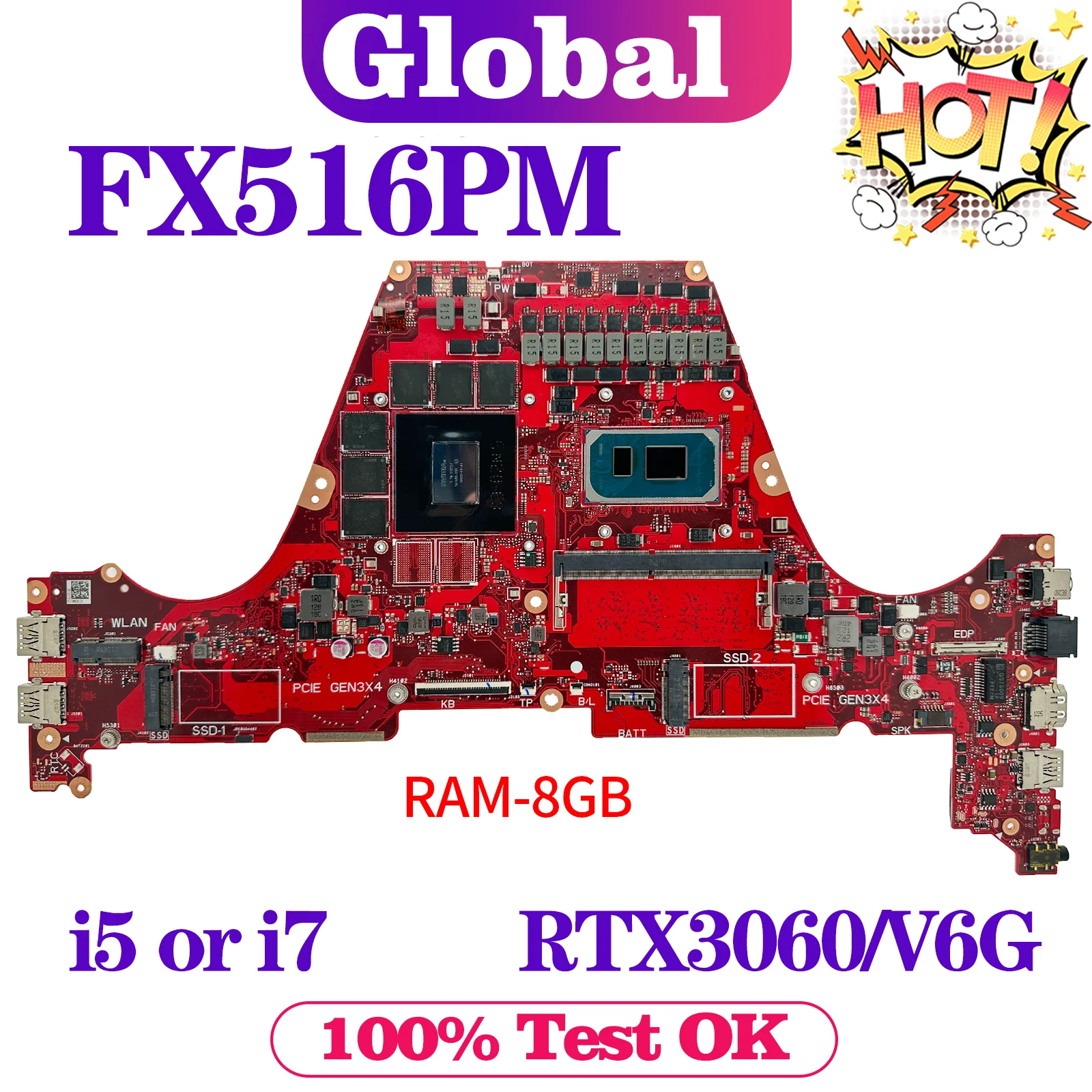 Imagem -03 - Placa-mãe do Portátil para Asus Mainboard Fx516pc Fx516pm Fx516pez Fx516pe Fx516pr Fx516pcz Fx516 Fx516p Tuf516pm Tuf516pr Tuf516pe Placa-mãe