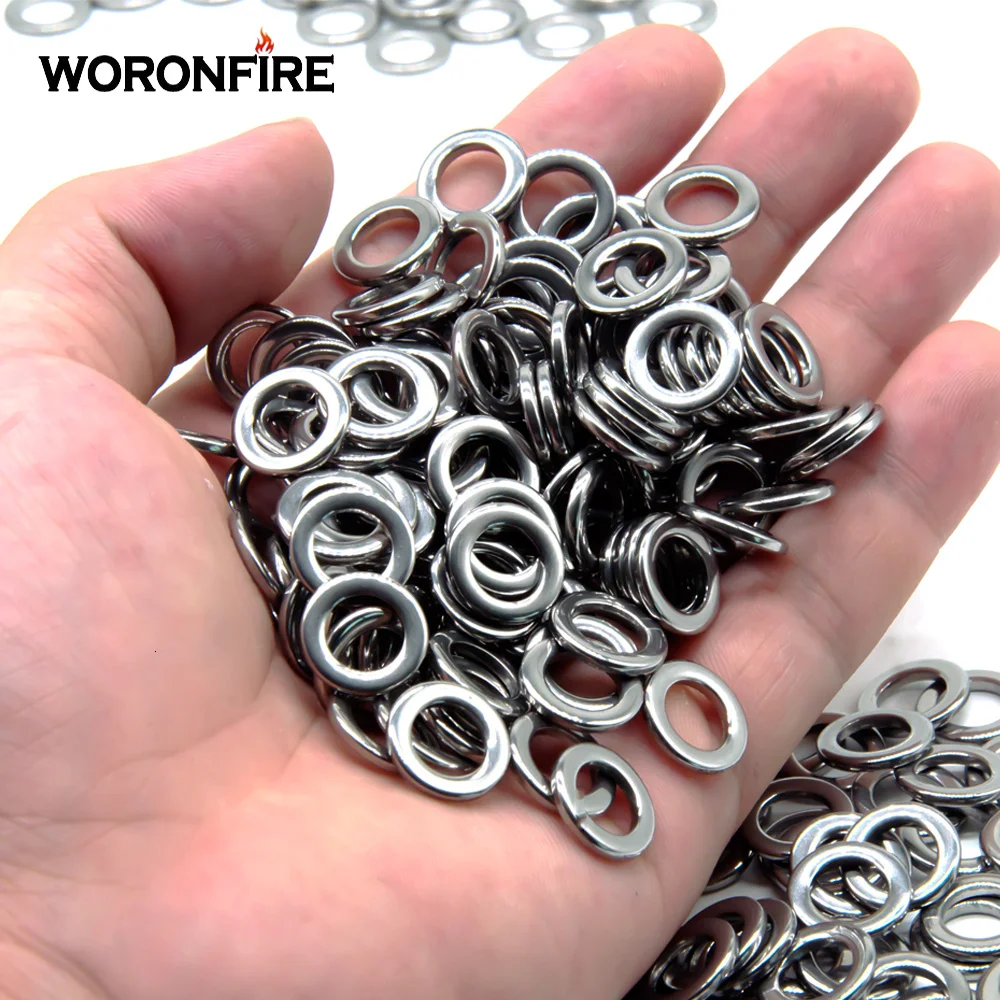 1000pcs Fishing Solid Ring Heavy Duty Lures Lead Jigging Ring 304 Stainless Steel Snap Split Ring Pesca Lure Tackle Connector