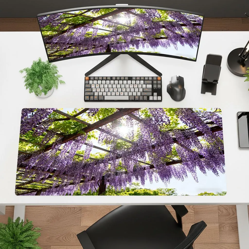Brand Iron Art Mouse Pad Purple Hanging Flower Design Ultra-HD Printing Desk Mat Office Laptop Gaming Thick Non-Slip Rubber Back