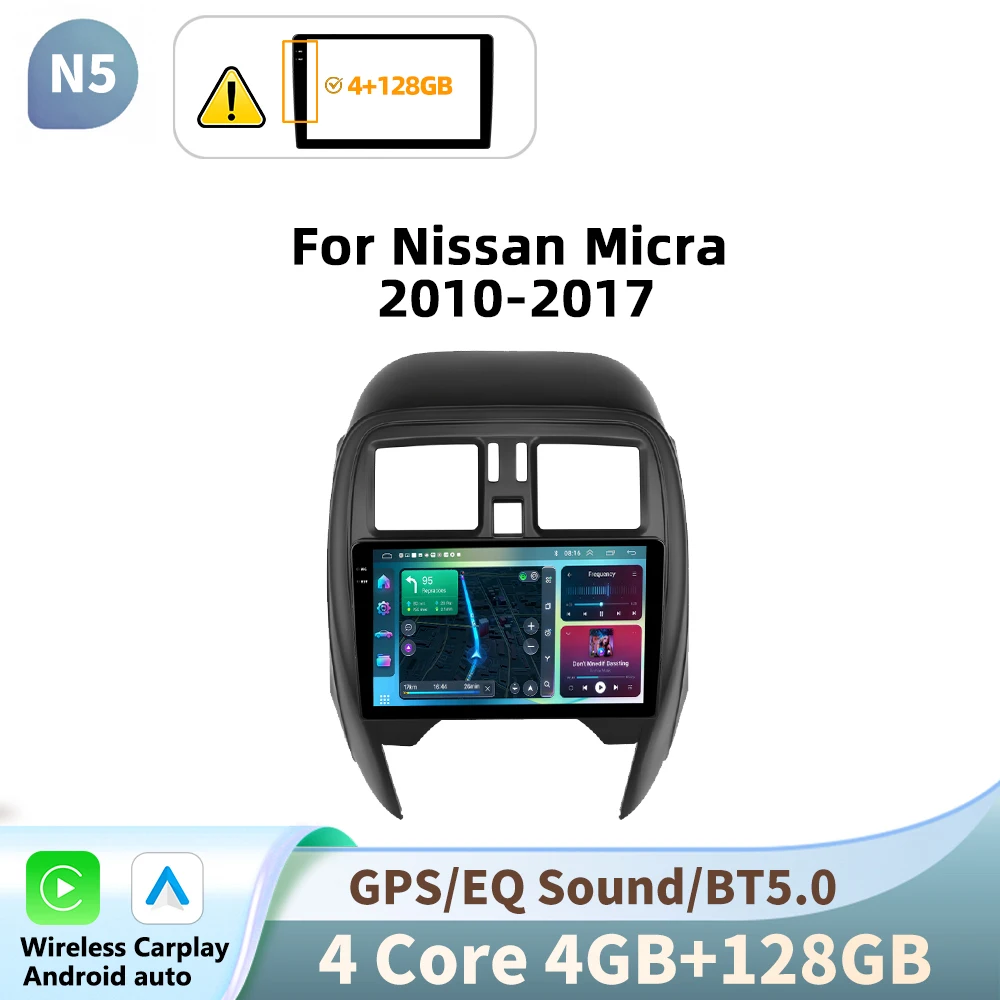 Podofo 9 inch Android autoradio voor Nissan Micca 2010-2017 met multimediaspeler, GPS-navigatie, 2din en Bluetooth