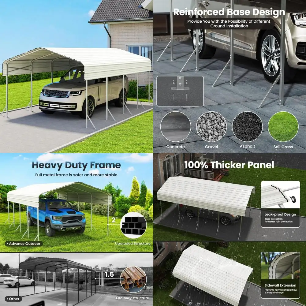 

"12x20 Heavy-Duty Metal Carport for All-Weather Vehicle Protection - Easy Assembly for Cars, Trucks, Boats, and More"