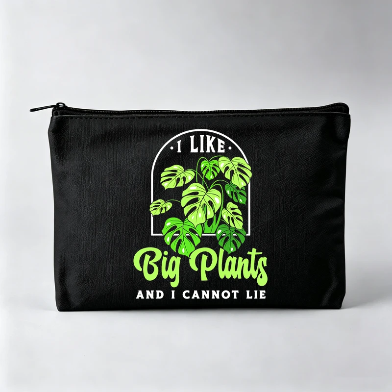 Women's Plant Graphic Makeup Bag with Slogan Print, Zipper Cosmetic Pouch for Daily Use
