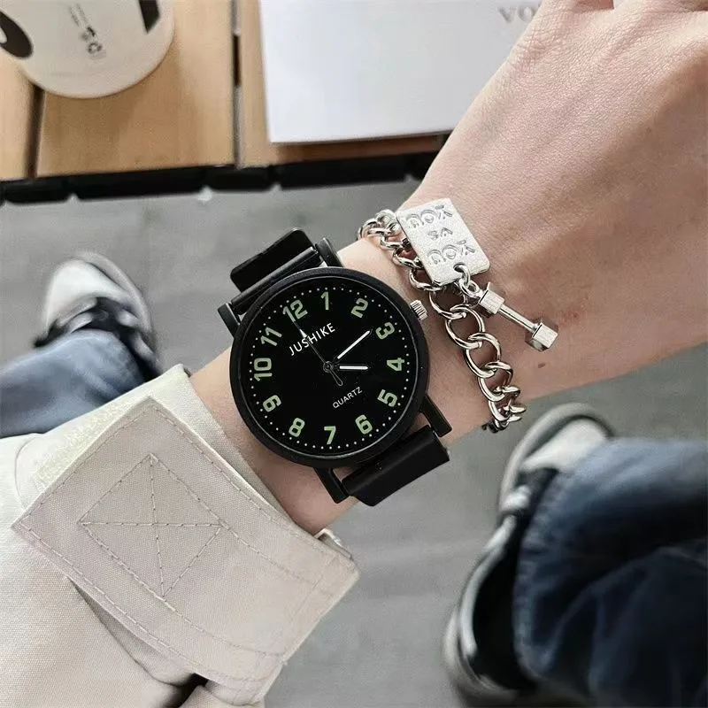 Zegarek damski YIKAZE świecąca tarcza damski zegarek kwarcowy silikonowy sukienka na ramiączkach zegar damski Sudent minimalistyczny Design zegarek