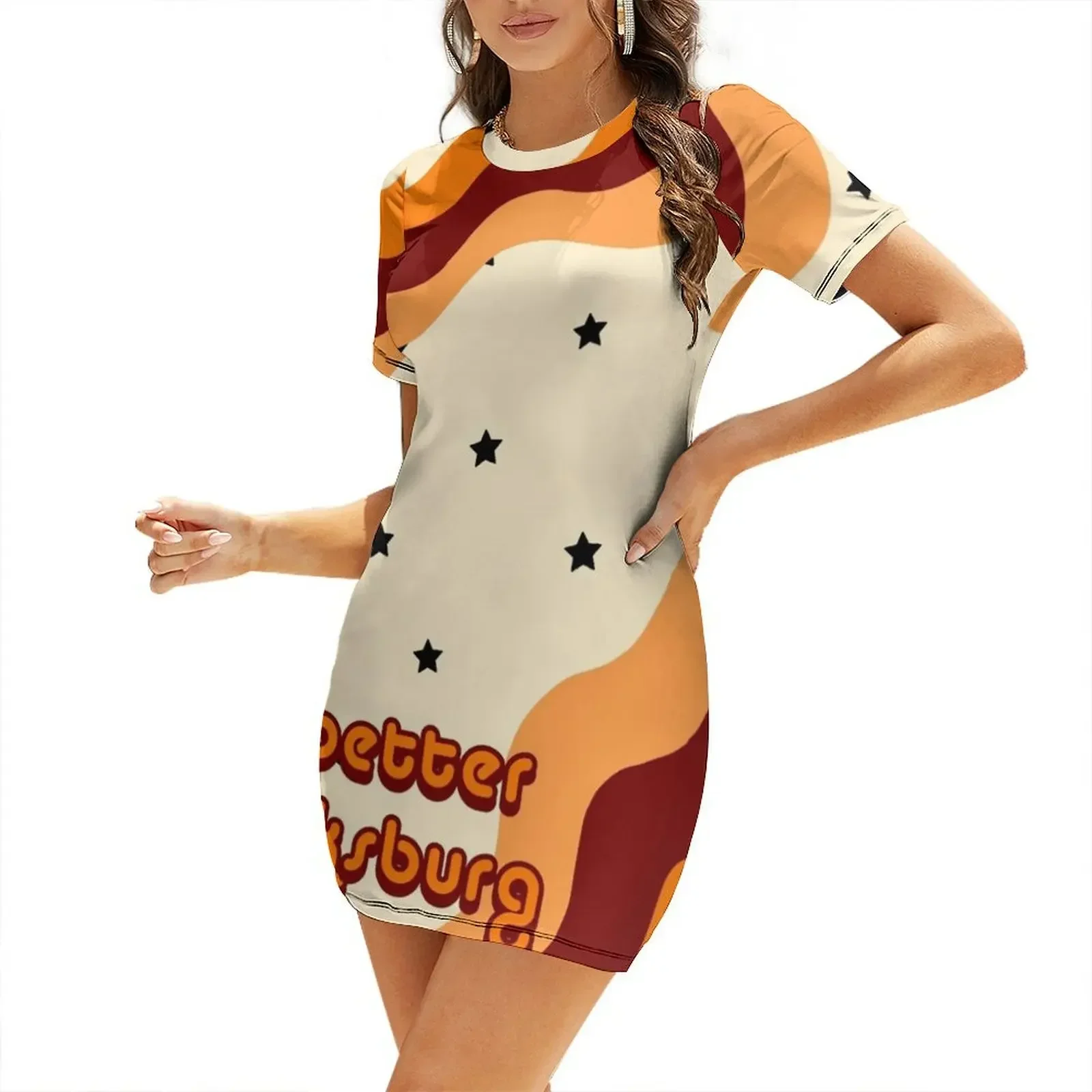 

life’s better in Blacksburg groovy stars Short-Sleeved Dress cocktail dresses dresses for woman 2026