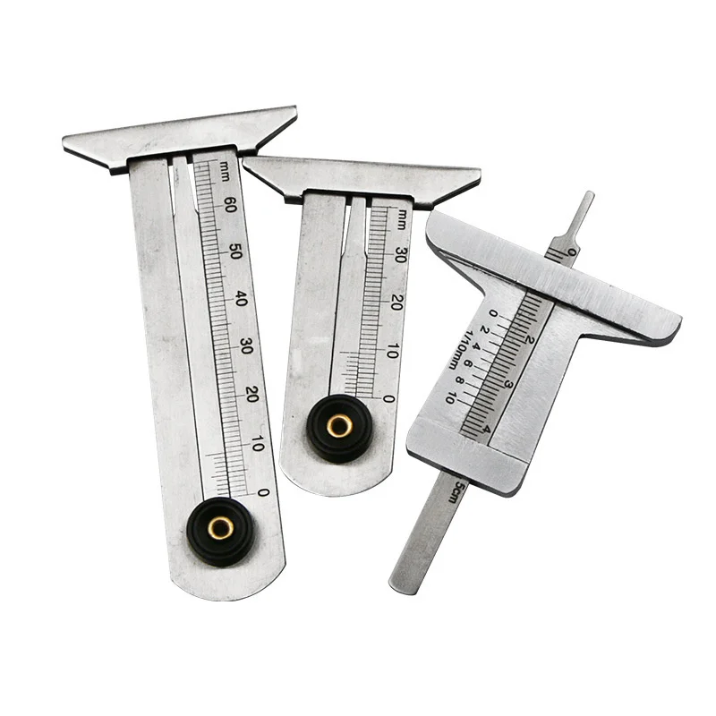 100pcs Vernier Depth Gauge for Tire Tread 0-30 / 50 / 60 Stainless Iron Tread Gauge Tread Depth Gauge