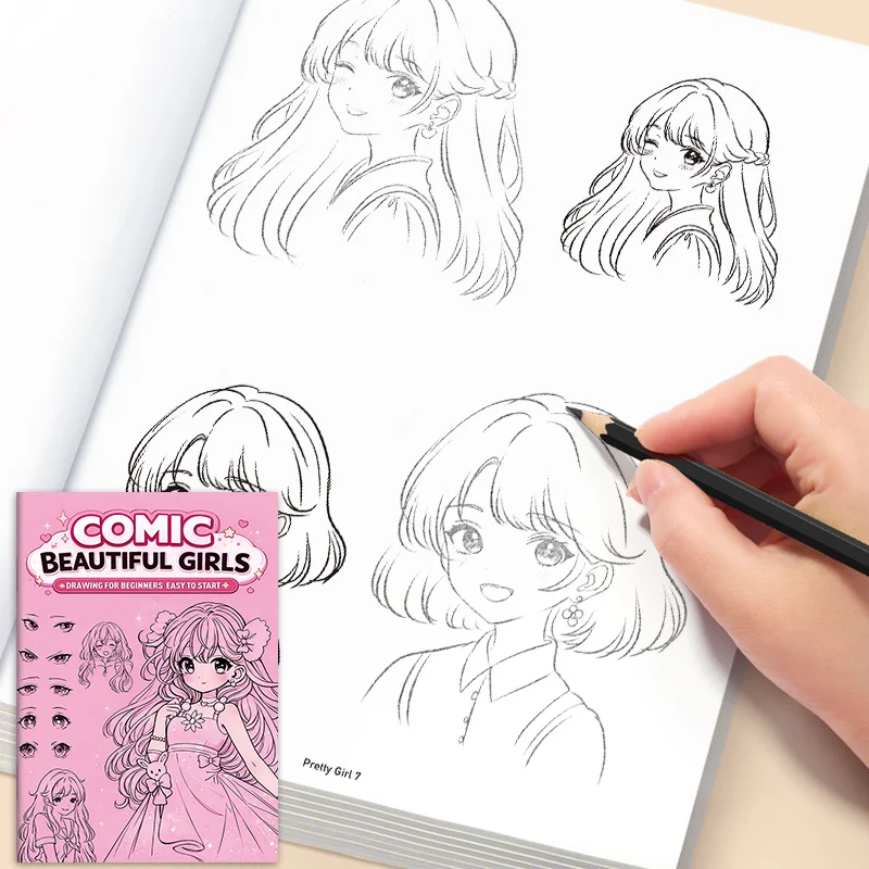 Album de dessin au trait, livre de pratique de dessin de personnages de bandes dessinées, livre de coloriage et de croquis de jolies filles, version à feuilles mobiles