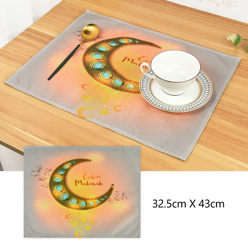 

32.5*43cm Eid Mubarak Dining Mat Ramadan Decor 2024 For Home Ramadan Kareem Table Placemat Islamic Muslim Festival Party Supplie