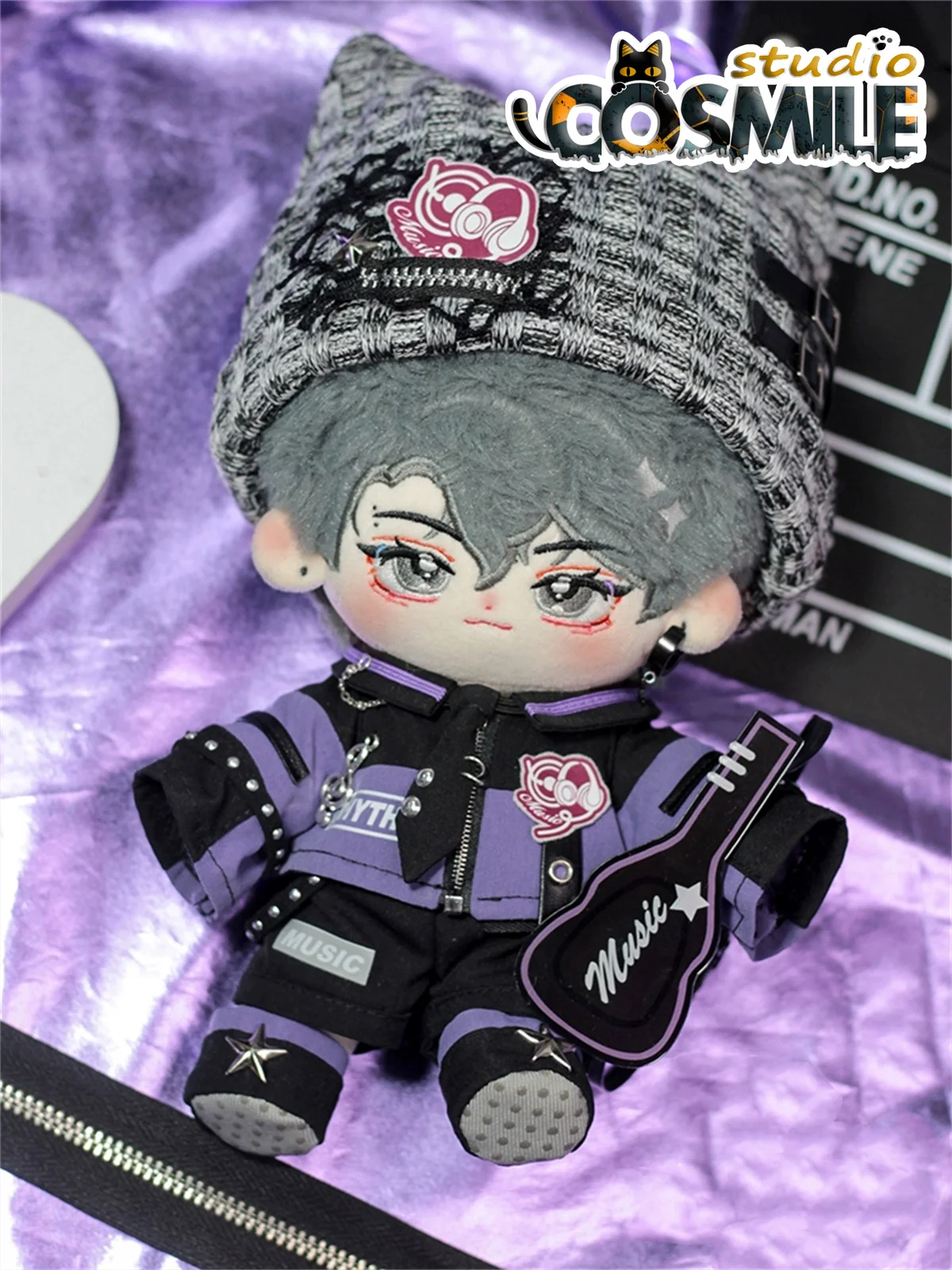 No attributes Kpop Star Idol Purple Punk Rock Cool Guy Yinni for 20cm Plush Doll Stuffed Only Clothes Plushie Clothing KL