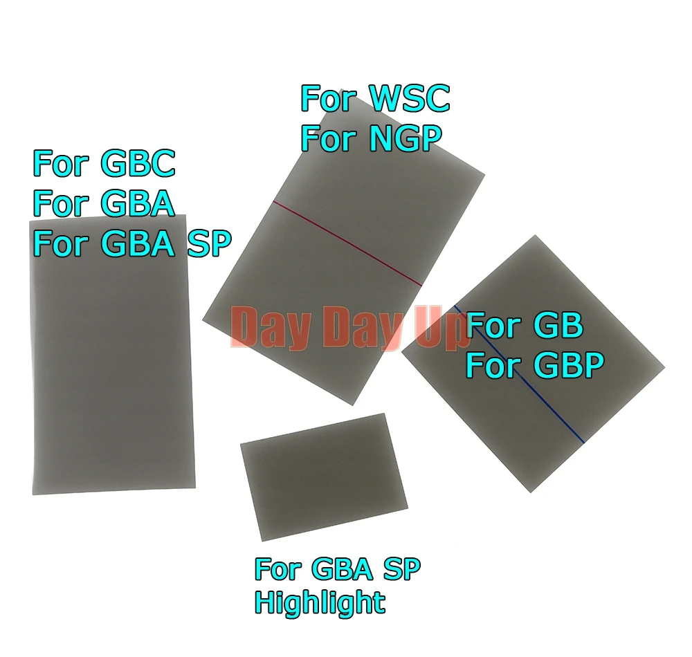 Folha de filme de filtro polarizador polarizado, 2 peças para gb wsc para gba sp destaque para gbc gba wsc gba sp ngpc modificação de tela retroiluminada