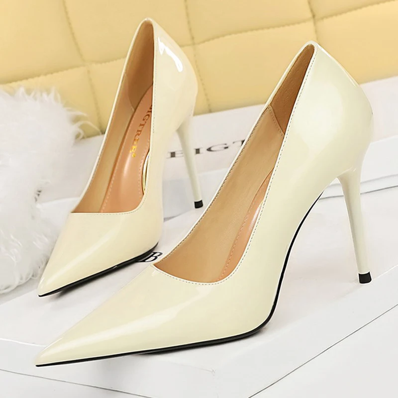 BIGTREE Shoes Pointed Toe Red Women Pumps Patent Leather High Heels Occupational OL Office Shoes Stiletto Female Heels Shoes