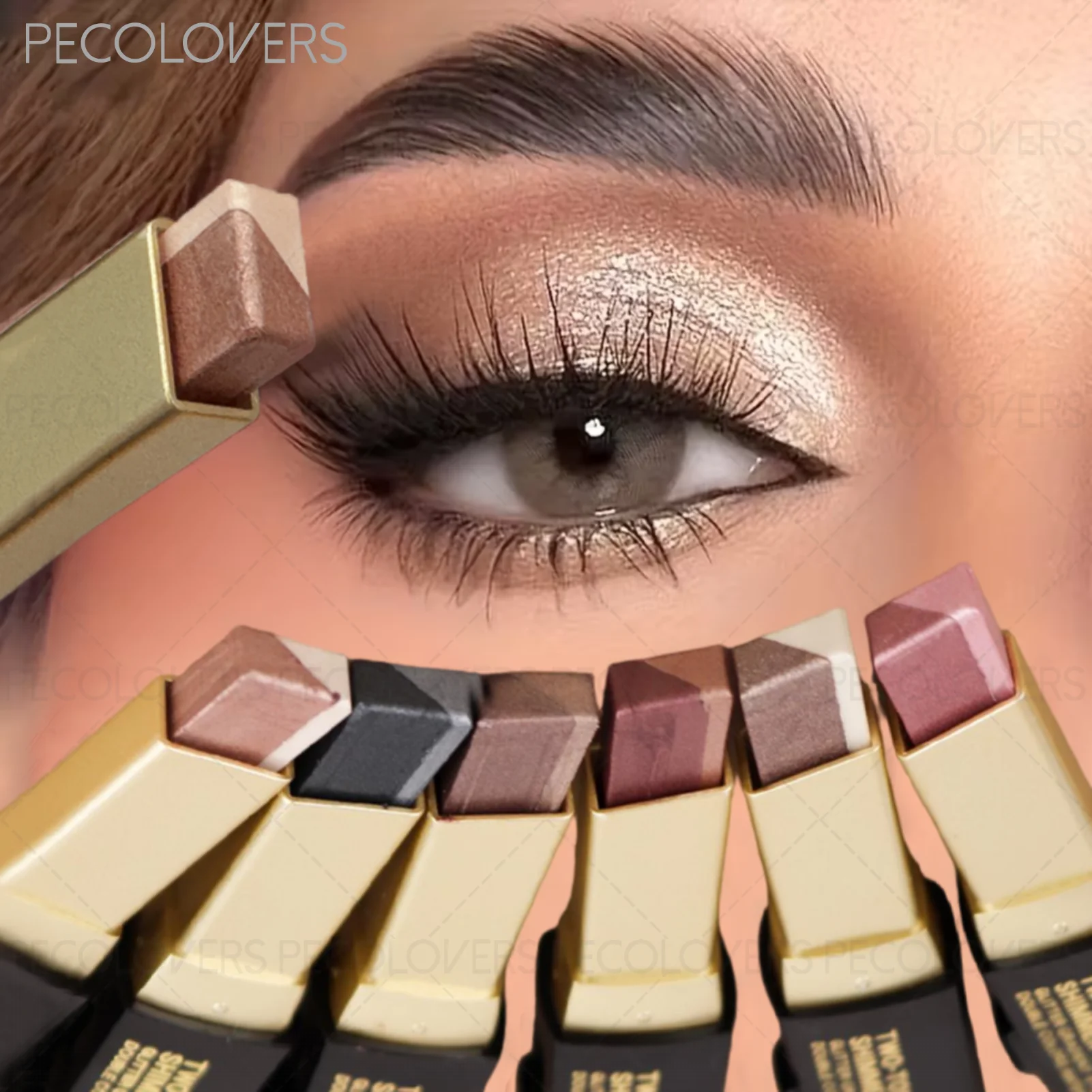 1 Stück zweifarbiger Lidschattenstift, Augen-Highlighter, Lazy Eyeshadow, One Touch To Set, hohe Farbentwicklung, Augenkosmetik