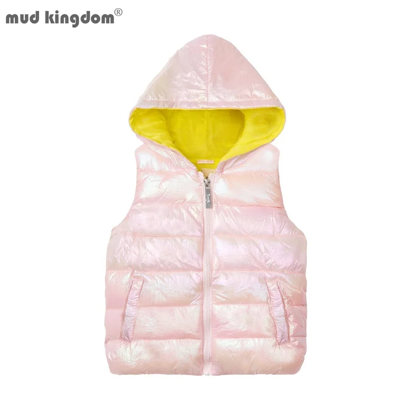 Mudkingdom Warm Boys Girls Vest Hooded Thicken Full Zip Sleeveless Jacket for Kids Clothes Winter Clothing Children Waistcoats