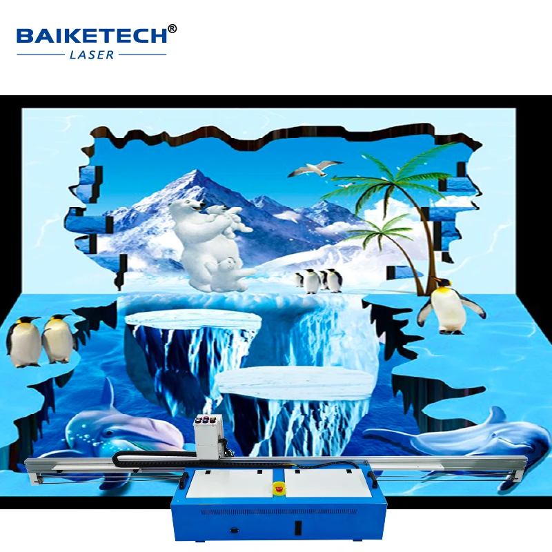 

Автоматический настенный принтер 3D 2-в-1, тройная печатающая головка DX10, пять цветов, УФ-чернила