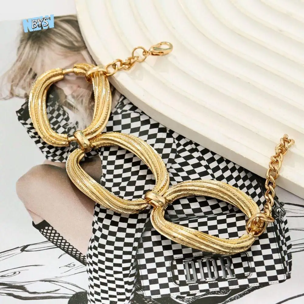 

Golden Color Minimalist Jewelry Combo Multi-layer Line Circle Splicing Adjustable Bracelet Hollow Design Torques Bracelet