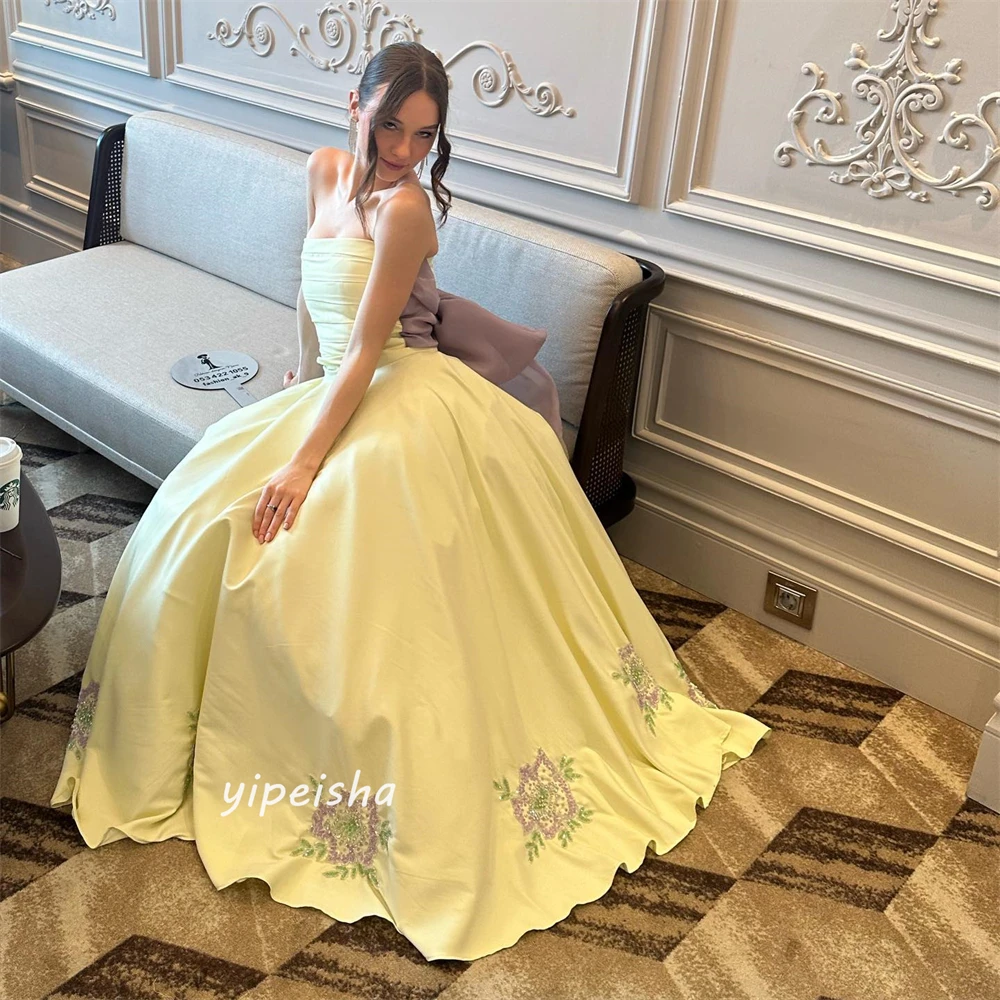 Customized Yipeisha Simple Modern Style Formal Evening Strapless A-line Beading Draped s Bespoke Occasion Dresses