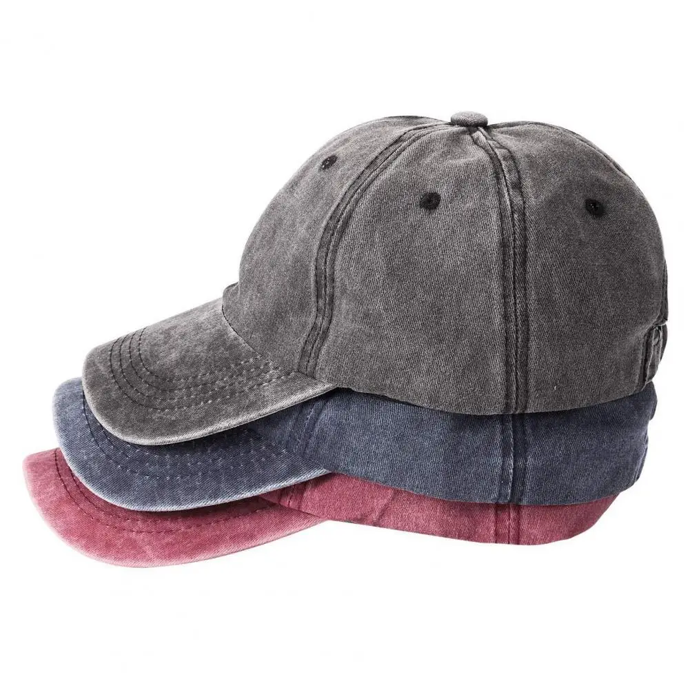Baseball Hat Soft Top Adjustable Buckle Washed Distressed Sun Hat Retro Street Style Men Women Baseball Cap 95