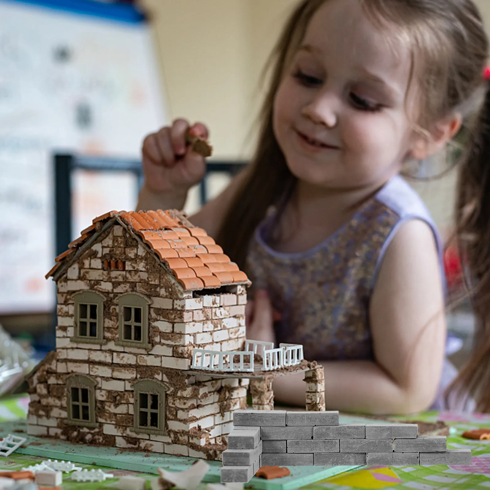 20Pcs Mini Brick Building Material Premium Pottery Clay Rectangle Shape Miniature Bricks for Sand Table Layout Micro Landscape