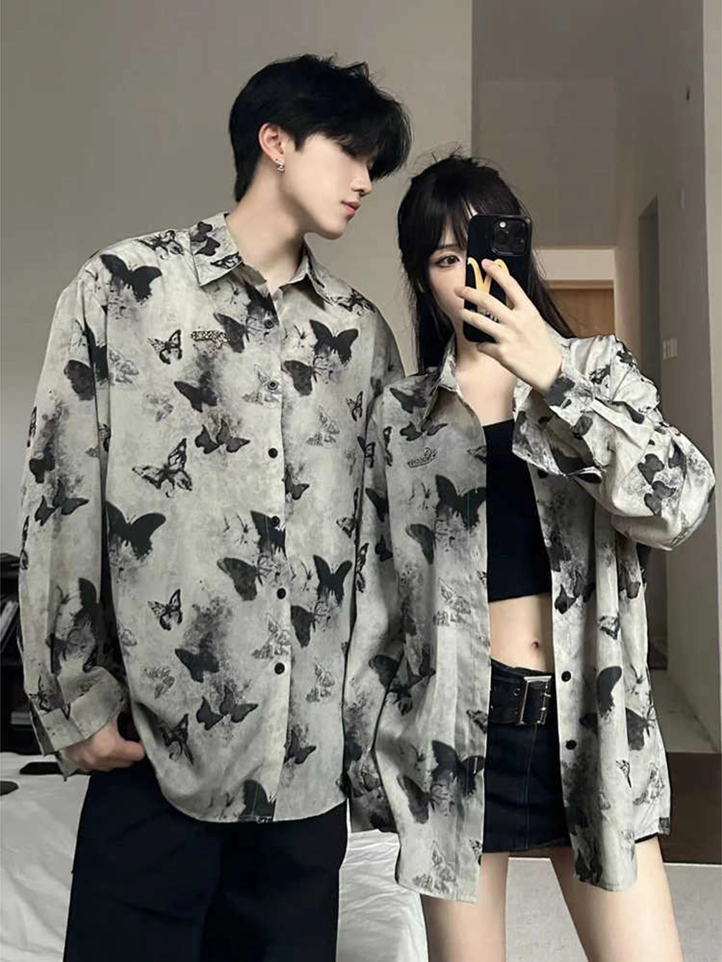 

Retro American Long Sleeve Shirt Men's Spring Summer Floral Design Thin Cardigan Casual Vacation Outerwear