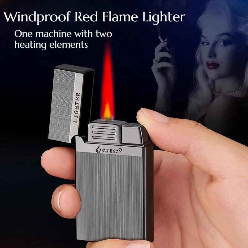 

Clear Melodious Steel Sound From Loud Double Fire Striker Red Flame Resistant Windproof Rotary Open Flame Inflatable Striker