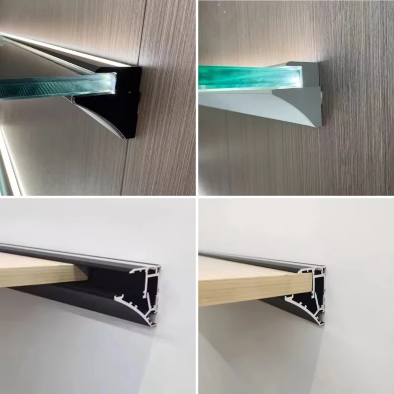 5mm-12mm 유리 선반용 LED 캐비닛 레이어 라이트 스플린트 클립 램프 알루미늄 스트립 라이트 백 사이드 디스플레이 케이스 와인 락커