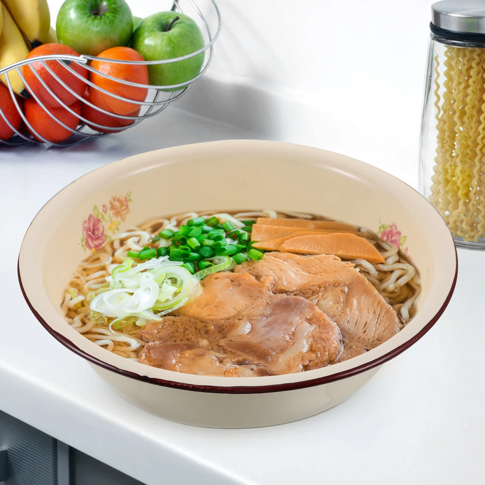 

Enamel preservation bowl nostalgic old iron enamel soup basin large capacity instant noodle bowl true enamel mixing bowl