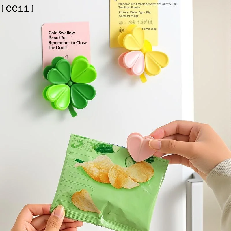 Food Bag Clips Fridge Magnets  Four-leaf Clover Air Tight Seal Fresh Snack Bread Storage for Home Kitchen
