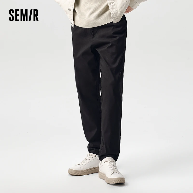 Semir 2024 Casual Pants Men Spring Fashion Trend Daily Commuting Jogging Pants Simple Solid Color Classic Texture Small Feet