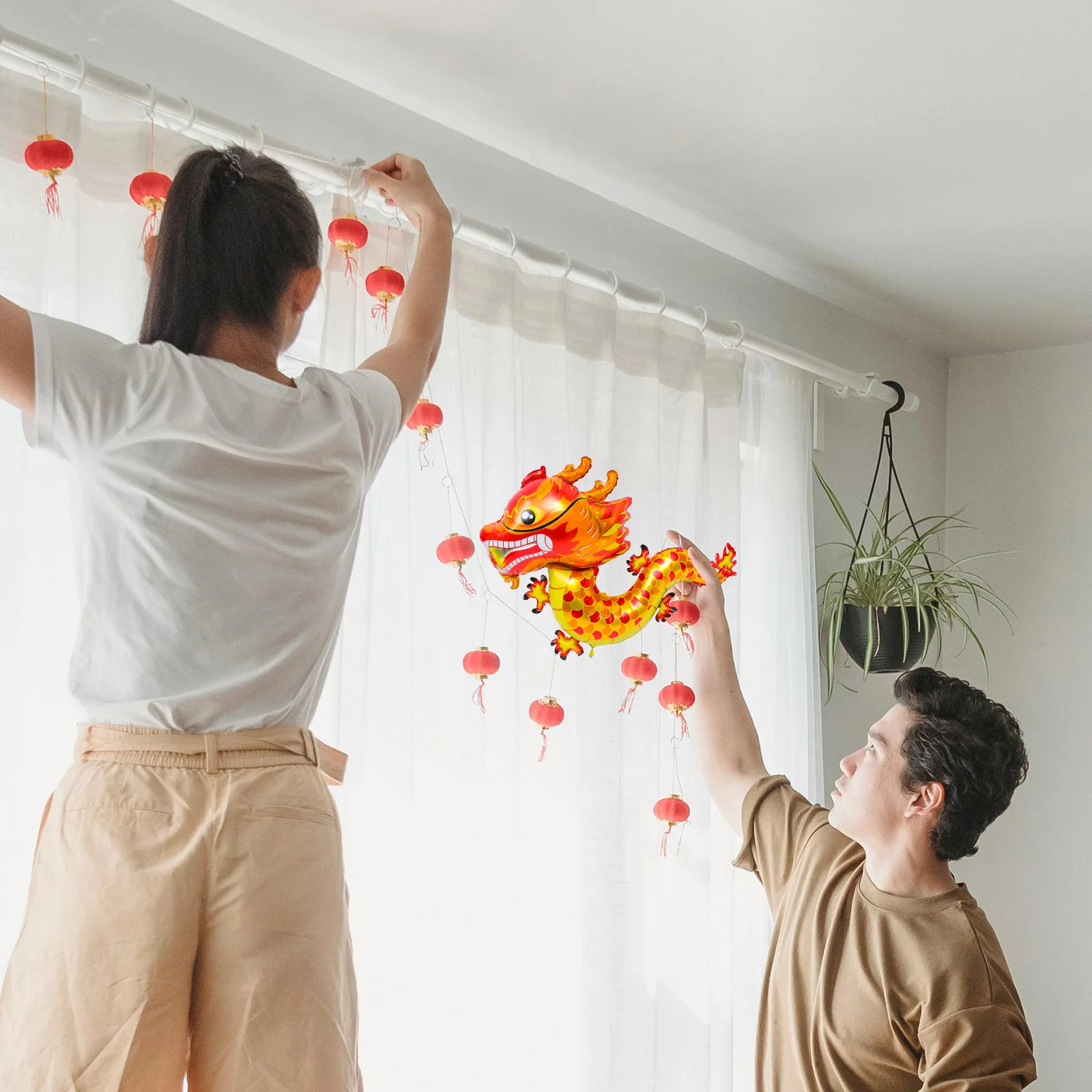 

5Pcs Chinese Dragon Balloons Aluminum Foil Lifelike Cartoon Balloon Party Decoration Spring Festival New Year Dragon Balloon