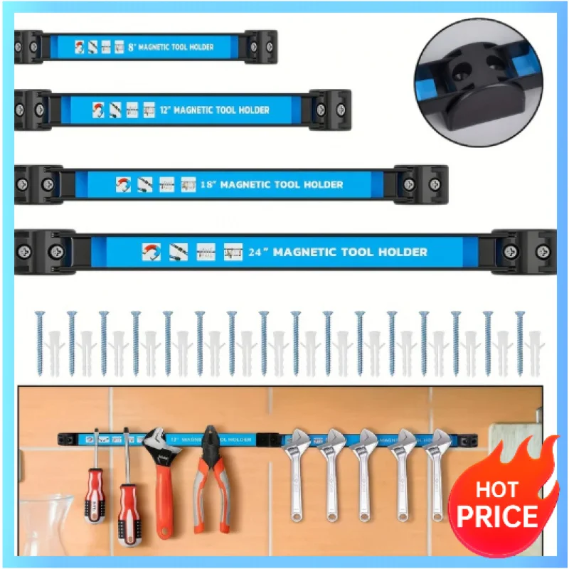 8,12,18,24 inch Magnetic Tool Holder Heavy Duty Tool Bar, Space-Saving Metal Organizer Rack Tool for Workshop, Garage, and Home
