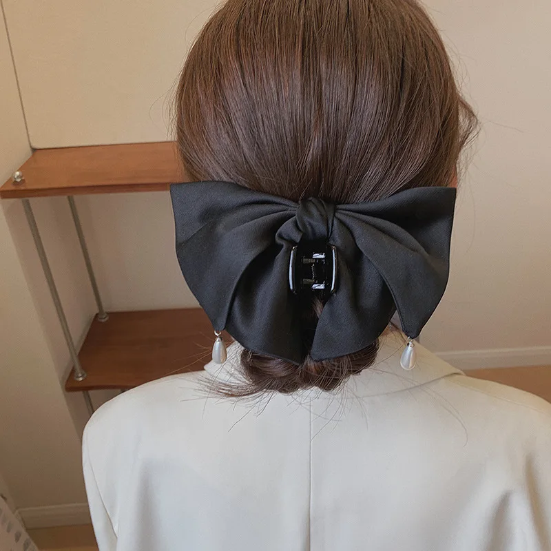 Fermagli per capelli con fiocco grande in raso Mollette per granchio piccolo Donne Ragazze Porta coda di cavallo Morsetti per capelli Forcine Accessori per capelli Moda