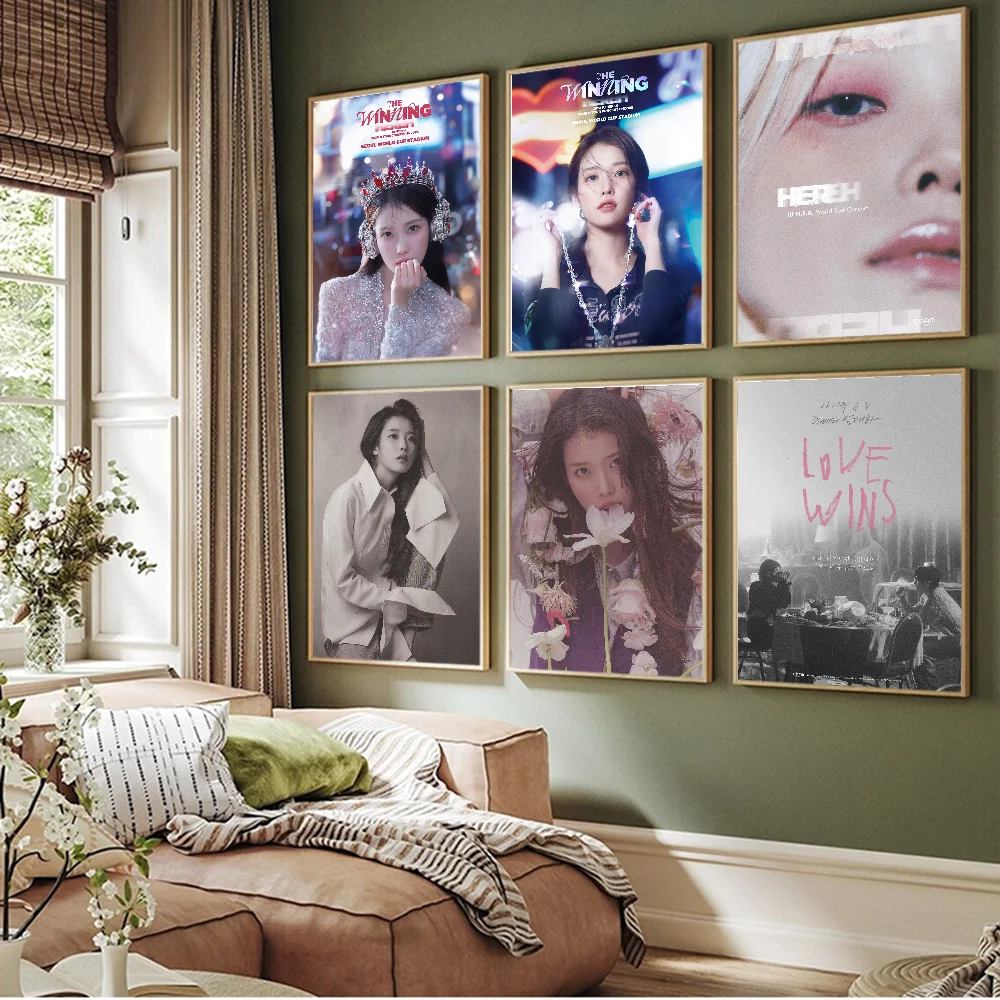 Korean Singer L-Lee J-Ji E-Eun I-IU Good Quality Prints And Posters Whitepaper Sticker DIY Room Bar Cafe Aesthetic Art Painting