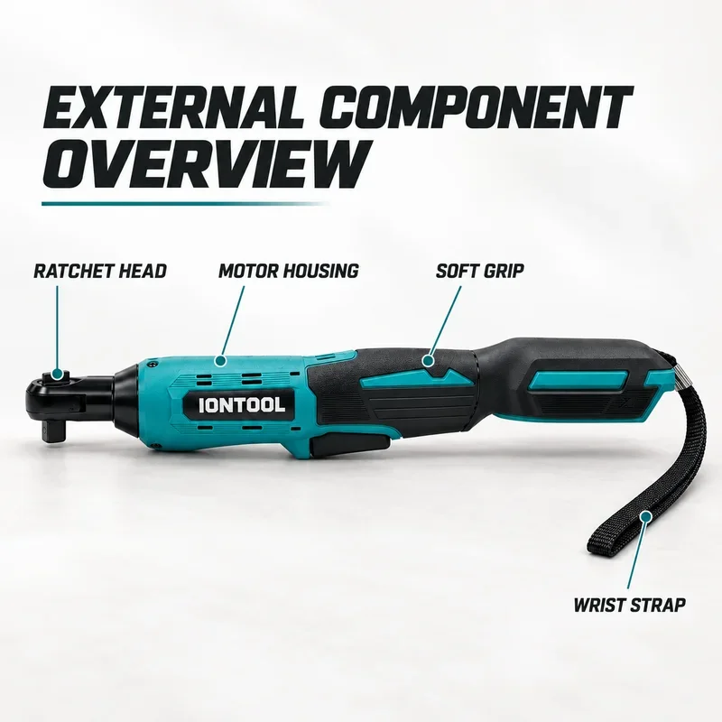 IONTOOL 18V Cordless Ratchet Wrench 3/8 Inch Drive Tool Only for Auto Repair and Narrow Space Bolt Work