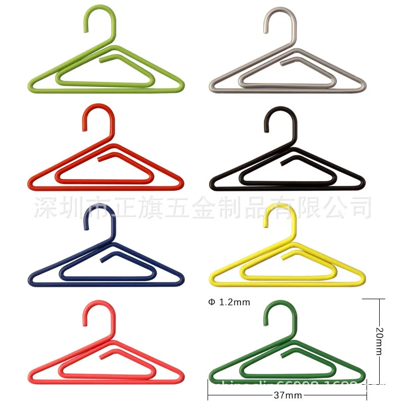 

100pcs Hanger Shaped Paper Clips Cute Metal Bookmark Clamps Office Supplies For File Document Notebook Small Colorful