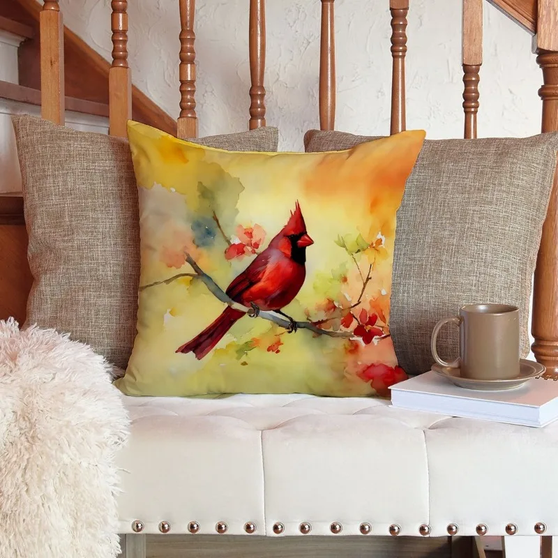 هدية عيد الميلاد وسادة رمي الكاردينال قابلة للغسل في الغسالة وسادة زخرفية داخلية وخارجية لفناء سرير الأريكة