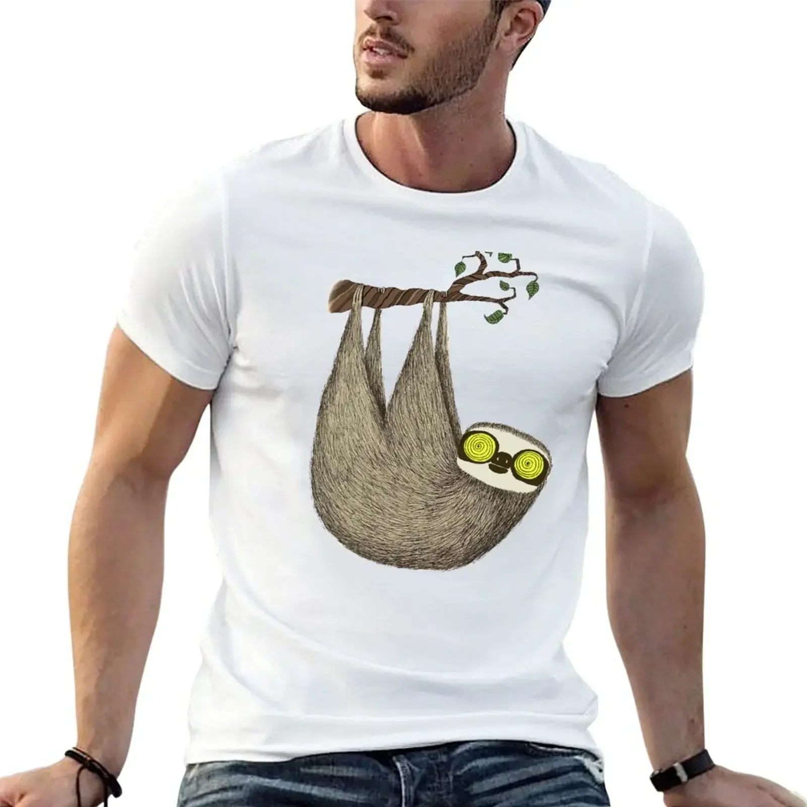 Hypnotic Sloth T-Shirt anime Blouse funny t shirts for men