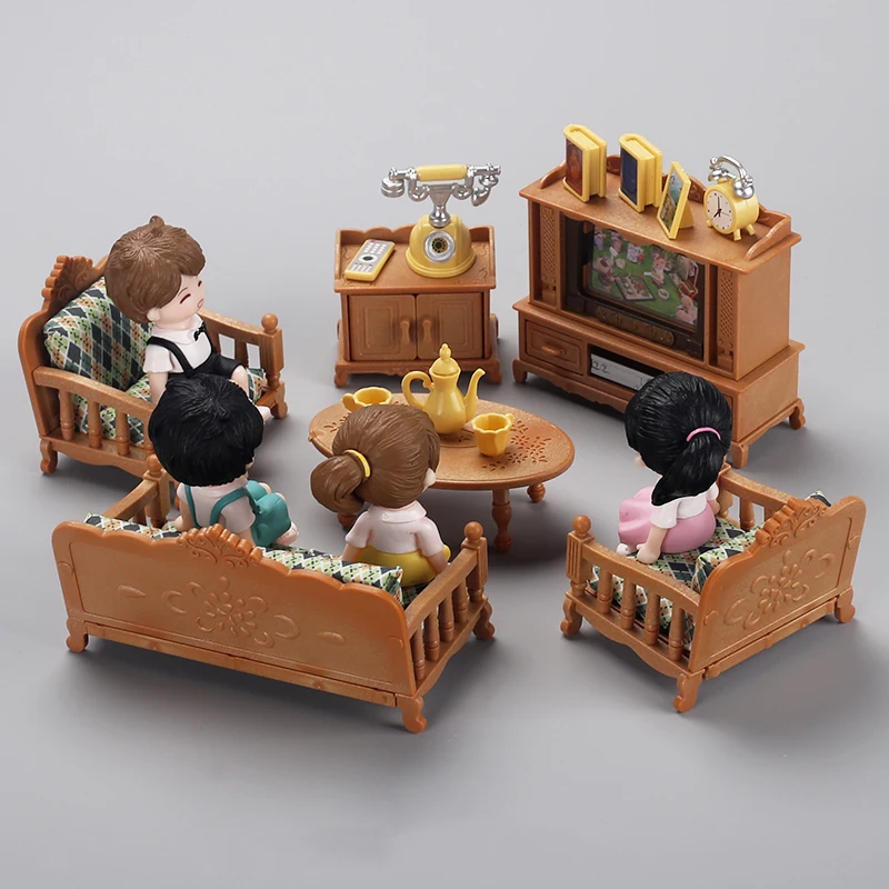 

Мини-моделирование телевизора, мебель, модель дивана, аксессуары для кукольного дома, детский игровой домик, игрушечный набор для гостиной, украшение для стола и стула