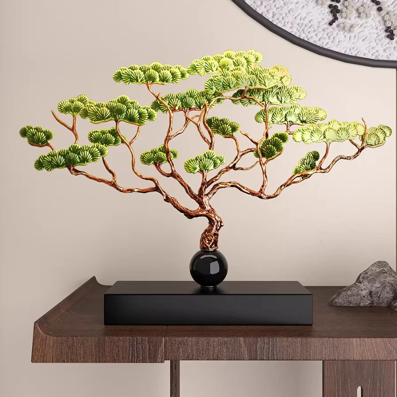 New Chinese welcome pine ornament Zen living room entrance wine cabinet office decoration high-end housewarming opening gift