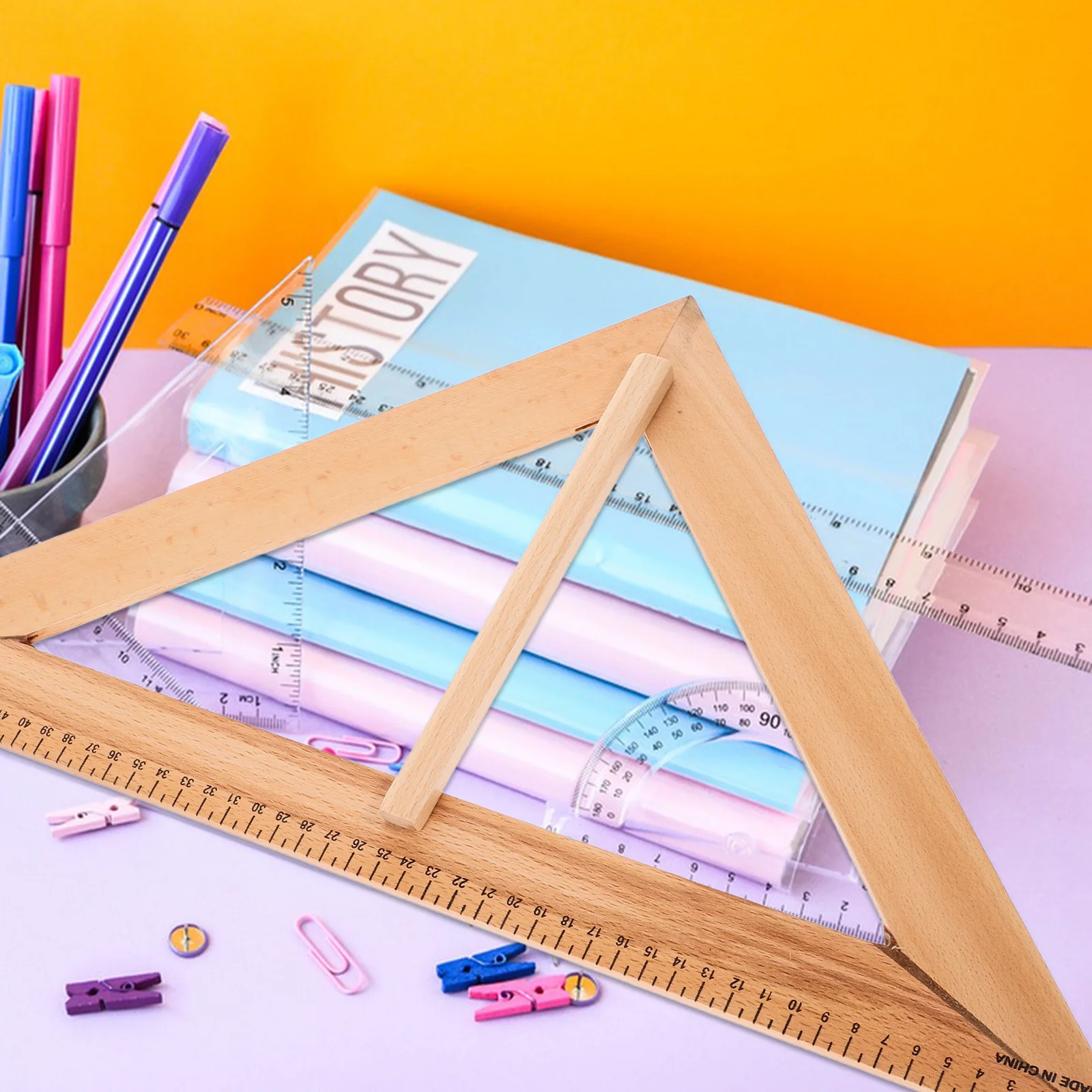 Ruler Protractor Sturdy Plastic Math Tool For Measuring Angles Drawing Shapes Classroom Use Teaching Triangle Ruler Math