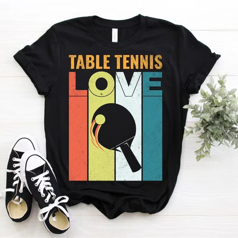 

Summer New Table Tennis Hobby T-shirt For Men Street Personality Print Funny Short Sleeve T Shirts Summer Sport Ping Pong Tee