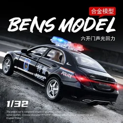 1:32 Mercedes-Benz C260 police car High Simulation Diecast Car Metal Alloy Model Car Children's toys collection gifts