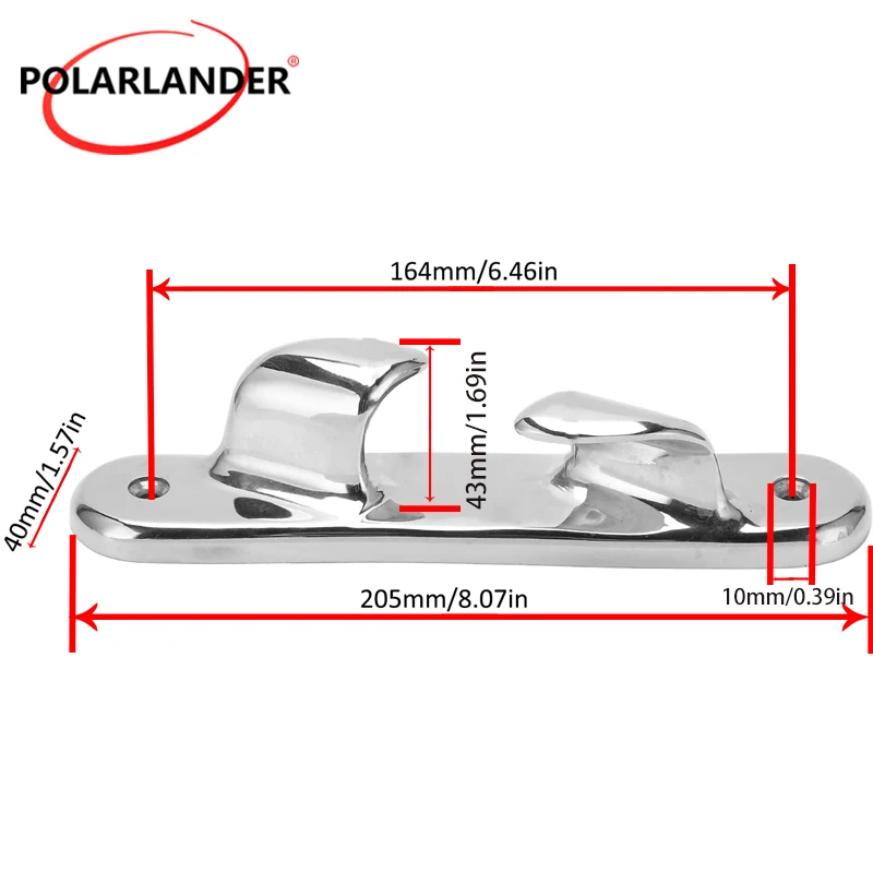 1Pcs 8Inch 316 Stainless Steel Straight Bow Chock Mirror Polished Rust‑Oxidation Resistant Marine Cleat For Boat Yacht Mooring