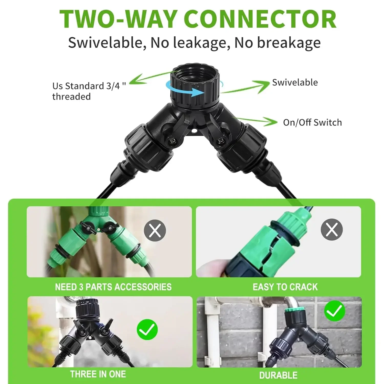 Locked Connect Drip Irrigation Kit 98ft Garden Drip Irrigation System Automatic Micro Watering System with 4/7 inch Tubing Hose
