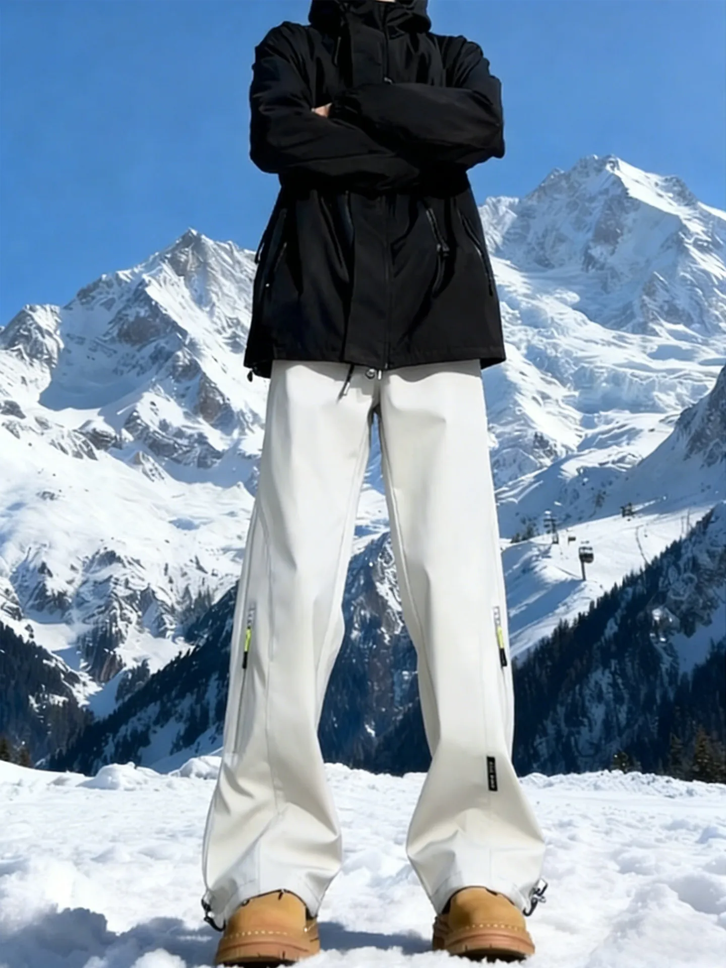 

Зимние лыжные брюки с флисовой подкладкой для мужчин и женщин, прямые брюки для альпинизма, уличные брюки для зимних видов спорта в Харбине