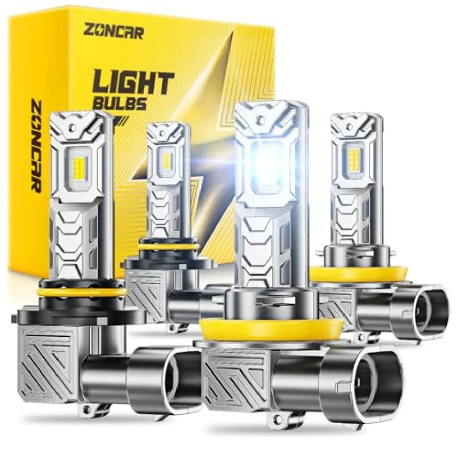 

9005 H11 Fog Light Bulbs Combo 10X Brighter 10000LM 6500K White HB3 H8 Driving Light Bulbs 1:1 Size Plug N Play 60 000hrs Long
