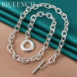 Blueench 925 Sterling Silver Simple Thick Chain OT Buckle Necklace for Women Proposal Wedding Fashion Charm Jewelry